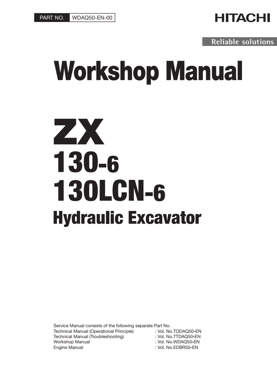 HITACHI ZX130 -6 ZX130LCN -6 HYDRAULIC EXCAVATOR