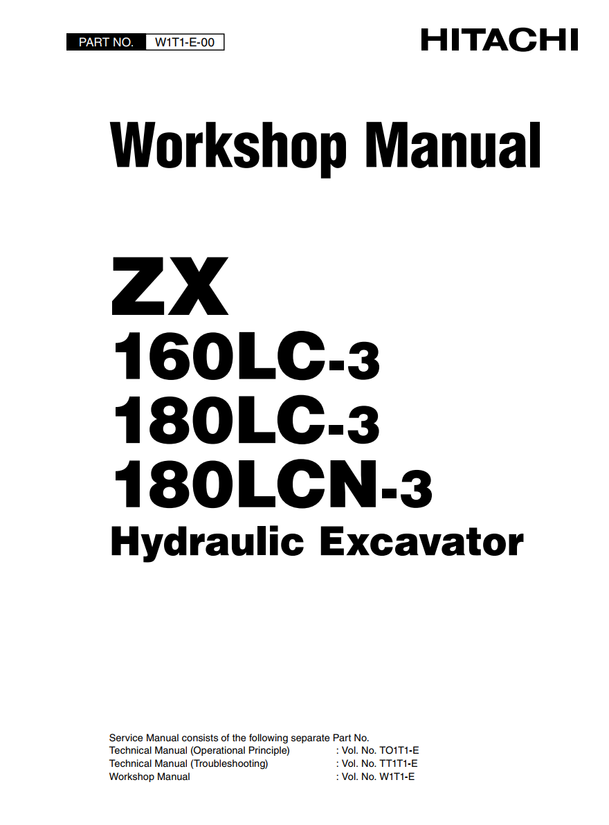 HITACHI ZX 160LC-3 ZX 180LC-3 ZX 180LCN-3