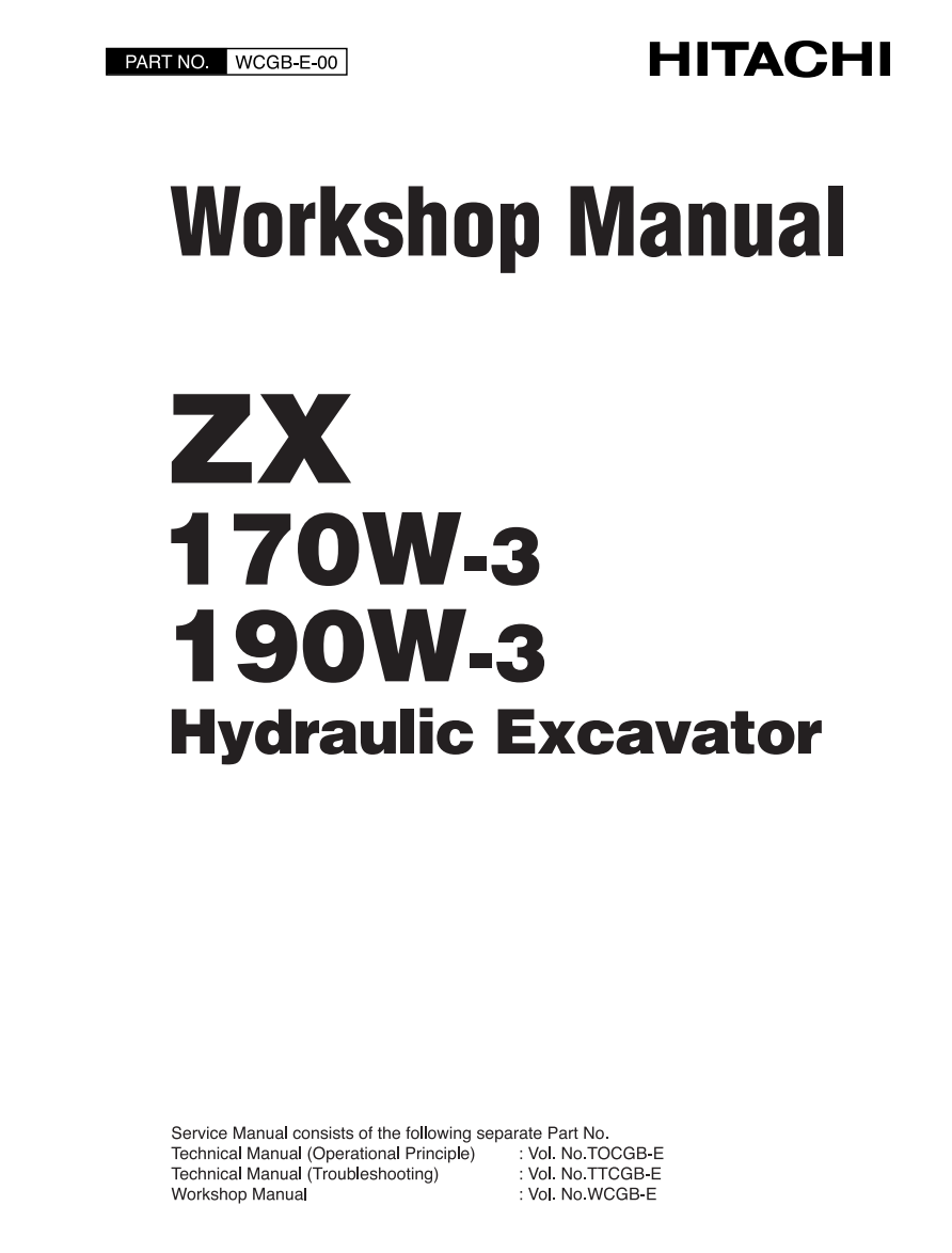 HITACHI ZAXIS 170W-3 ZX 190W-3 WHEELED