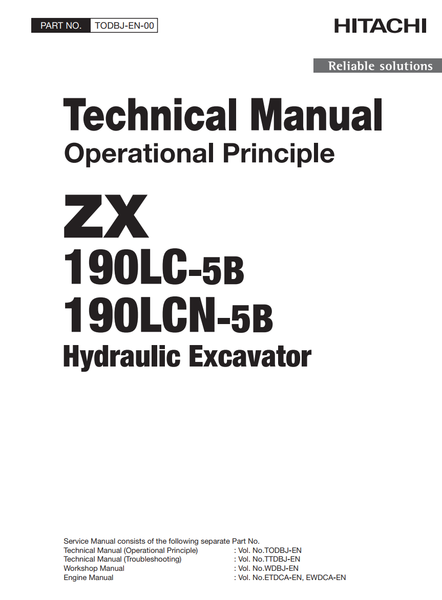 HITACHI ZX 190LC -5B ZX 190LCN -5B HYDRAULIC DIGGER