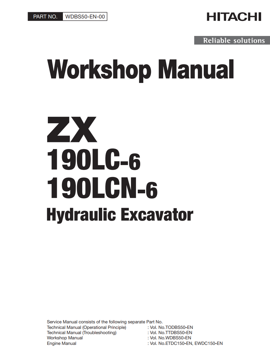 HITACHI ZX 190LC -6 ZX 190LCN-6 HYDRAULIC DIGGER