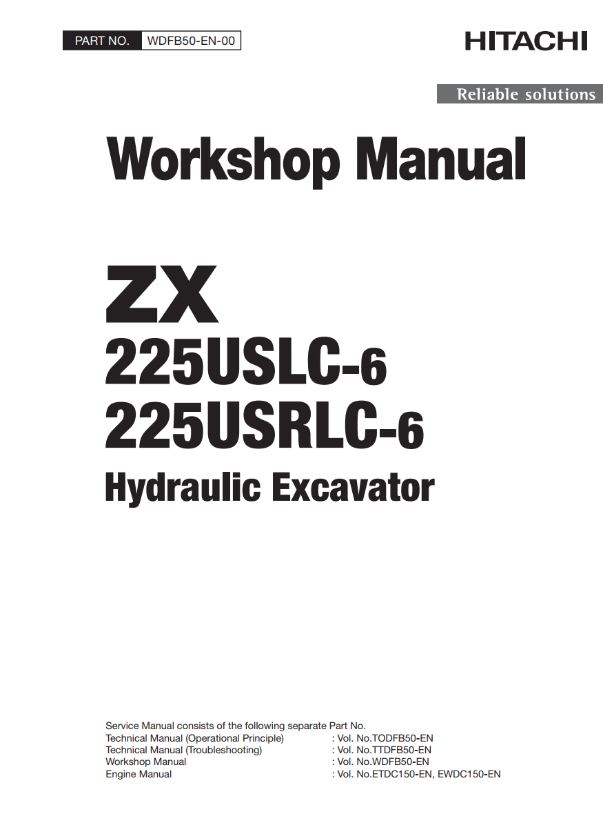 HITACHI ZX 225USLC-6 ZX 225USRLC -6 DIGGER