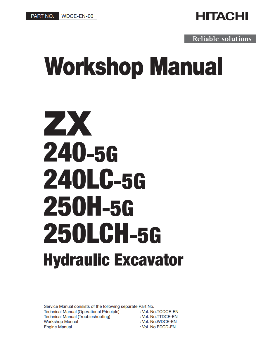 HITACHI ZX 240-5G ZX240LC-5G ZX250H-5G ZX250LCH-5G DIGGER