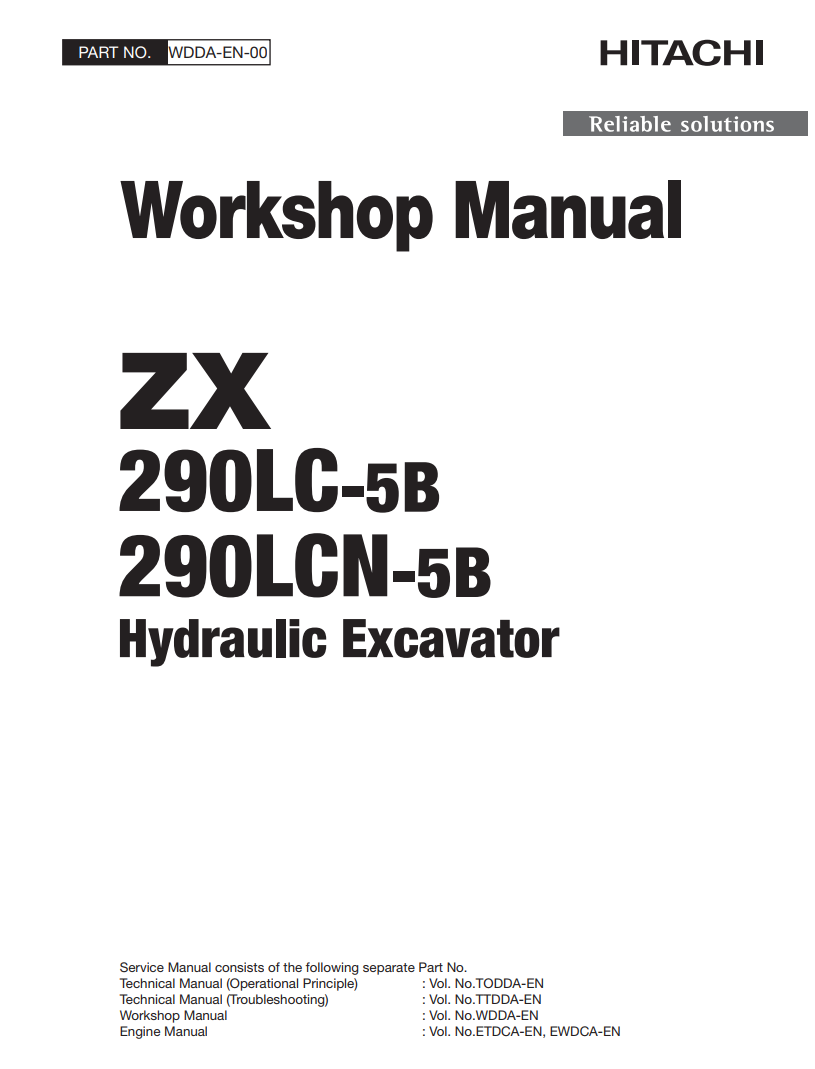 HITACHI ZX 290LC-5B ZX 290LCN -5B DIGGER