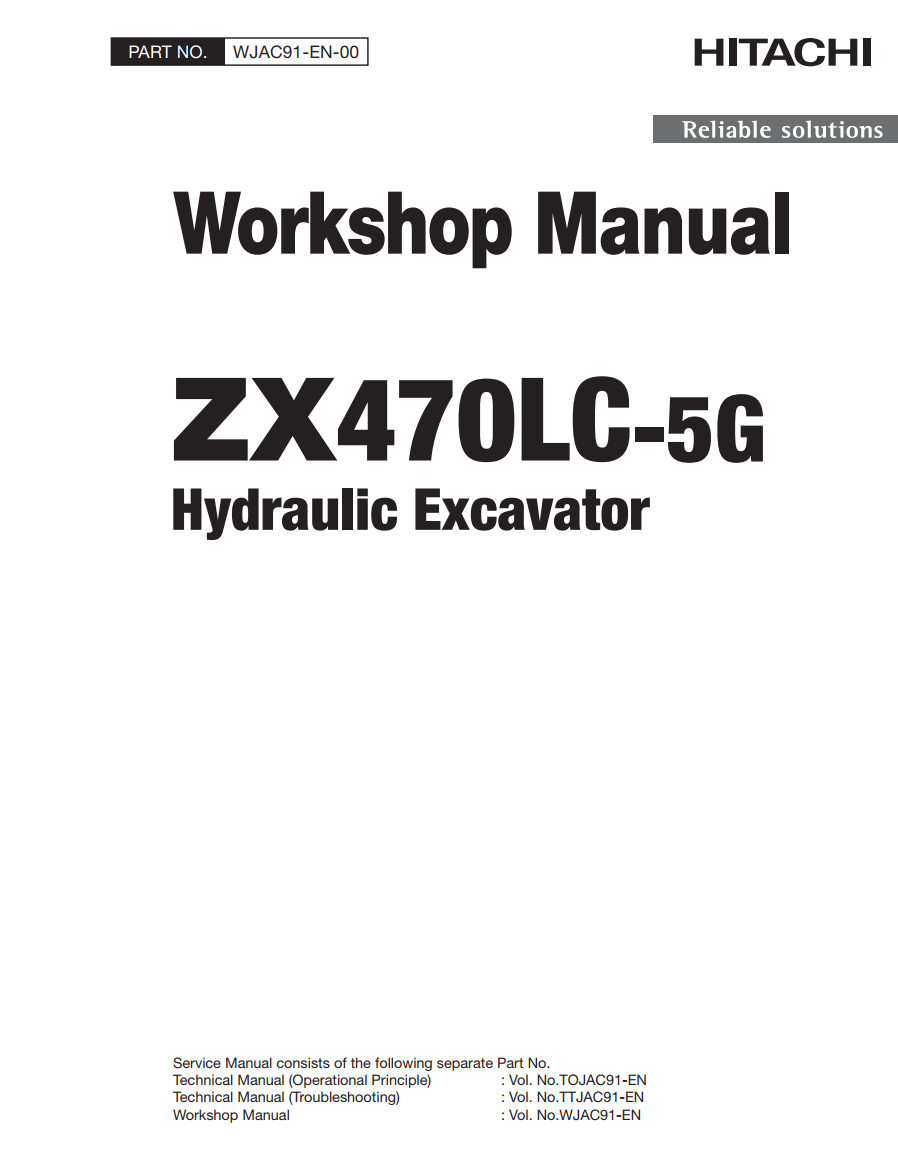 HITACHI ZX 470-5G 470LC-5G 470H-5G 470LCH-5G 470R-5G 470LCR-5G DIGGER