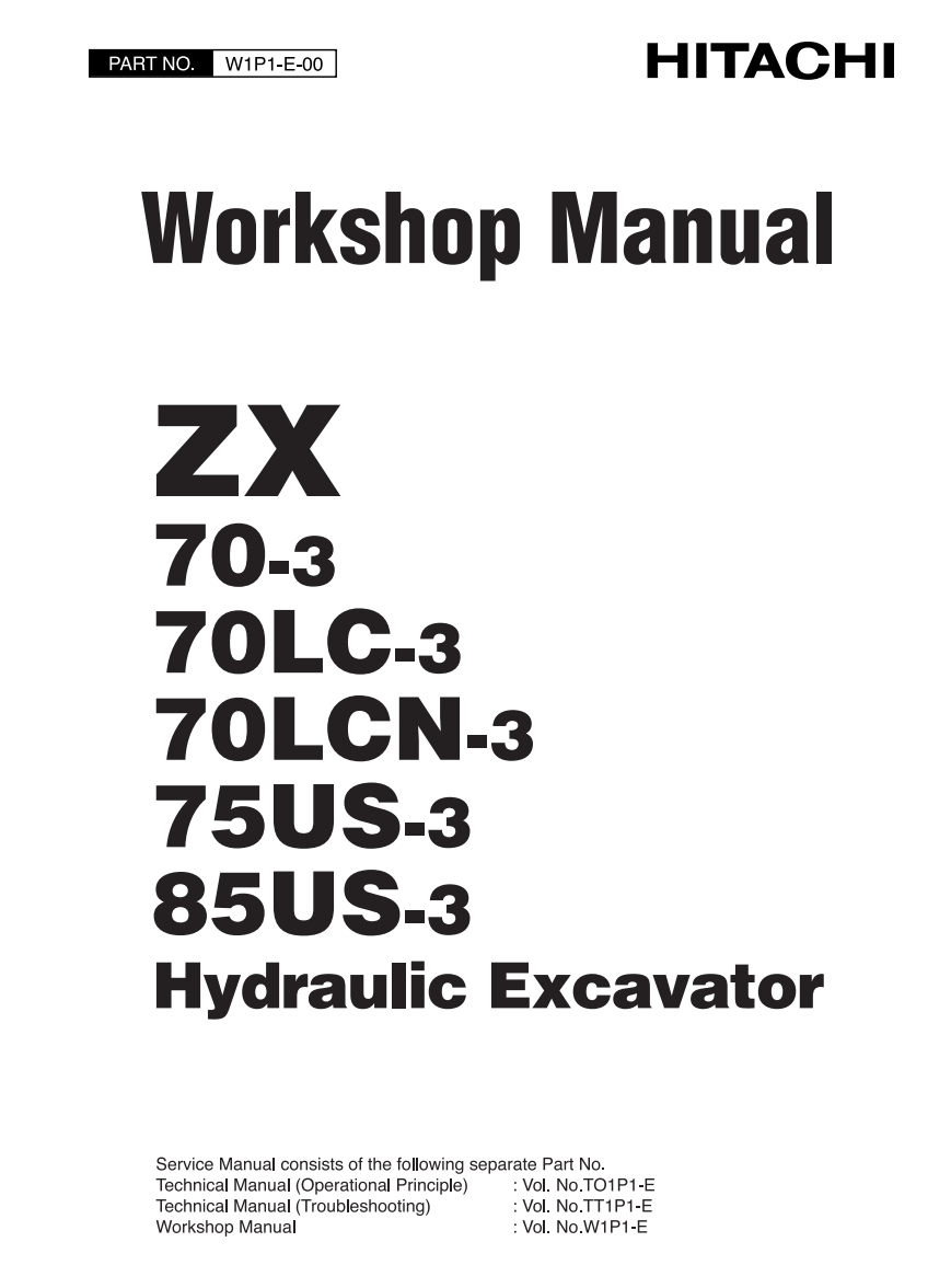 HITACHI ZX70-3 ZX70LC-3 ZX70LCN-3 ZX75US-3 ZX85US-3 HYDRAULIC LOADER