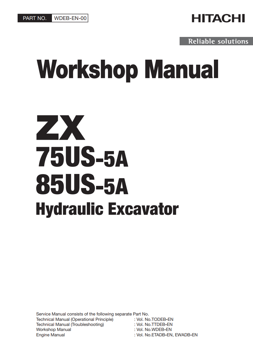 HITACHI ZX75US-5A ZX85US-5A HYDRAULIC LOADER