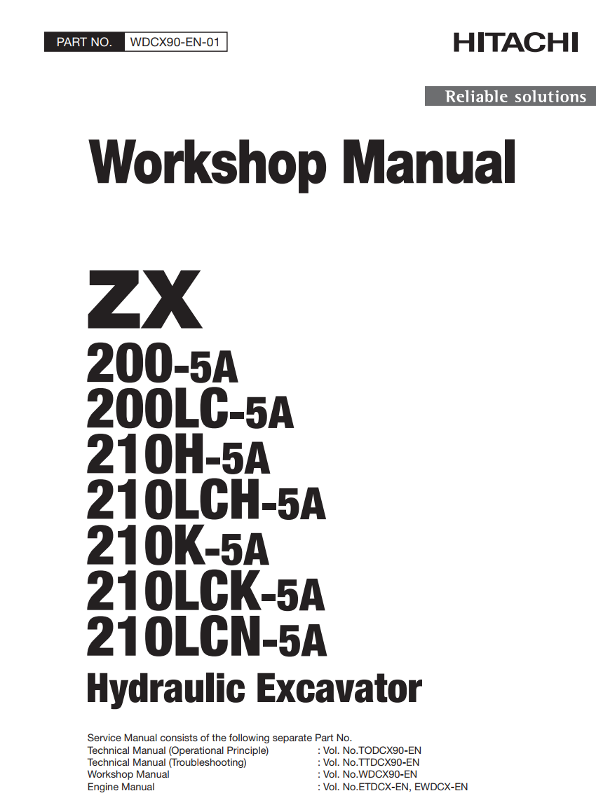 HITACHI ZX 200-5A 200LC-5A 210H-5A 210LCH-5A 210K-5A 210LCK-5A 210LCN-5A HYDRAULIC
