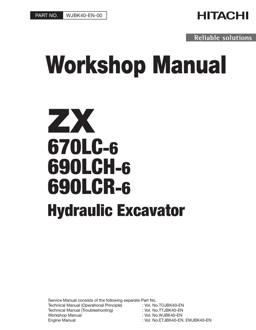 HITACHI ZX670LC-6 ZX690LCH-6 ZX 690LCR-6 DIGGER