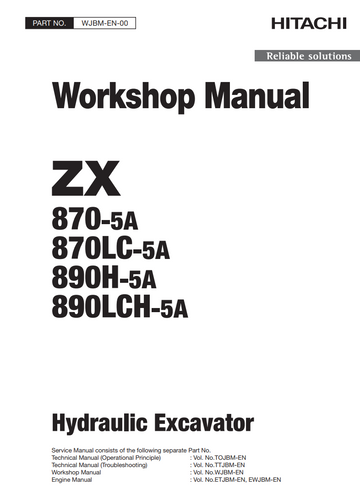 HITACHI ZX 870-5A 870LC-5A 890H-5A 890LCH-5A DIGGER