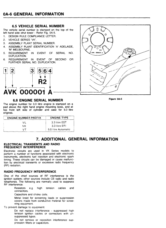 HOLDEN COMMODORE VK 3.3L 1984-1986