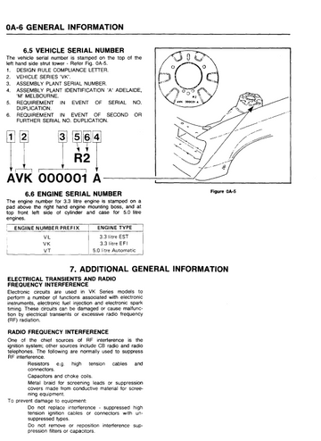 HOLDEN COMMODORE VK 3.3L 1984-1986