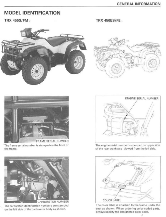 HONDA FTRX450 FOREMAN FOURTRAX 1998-2004 ATV