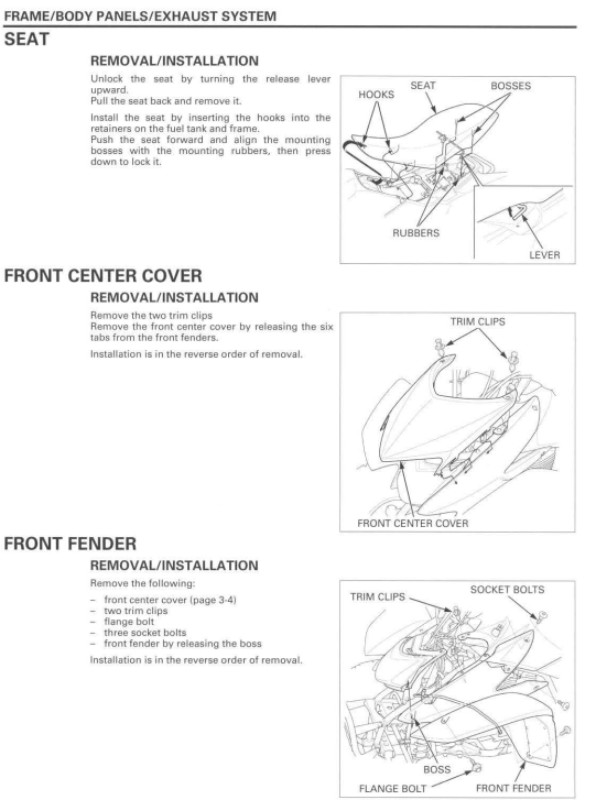 HONDA TRX250 TRX250X TRX250EX 2006-2011 ATV