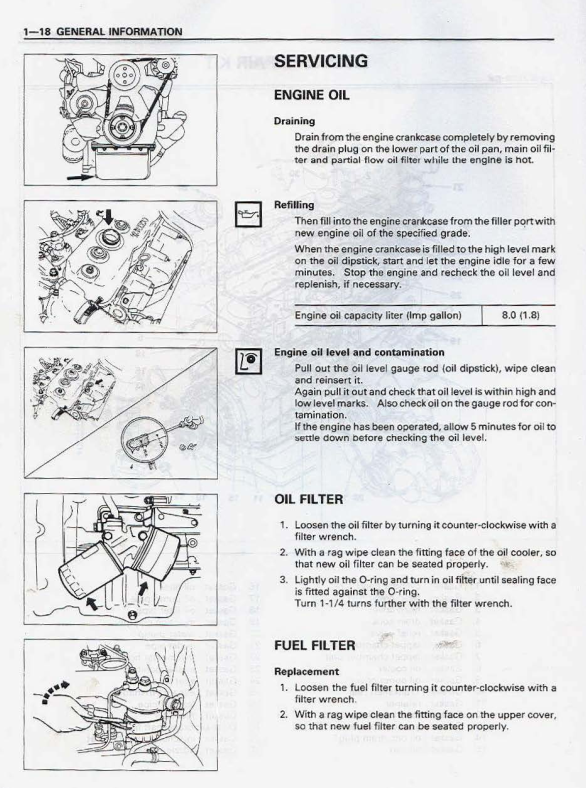 ISUZU 4BD1 4BD1-T MODELS 1986 ONWARDS DIESEL ENGINE
