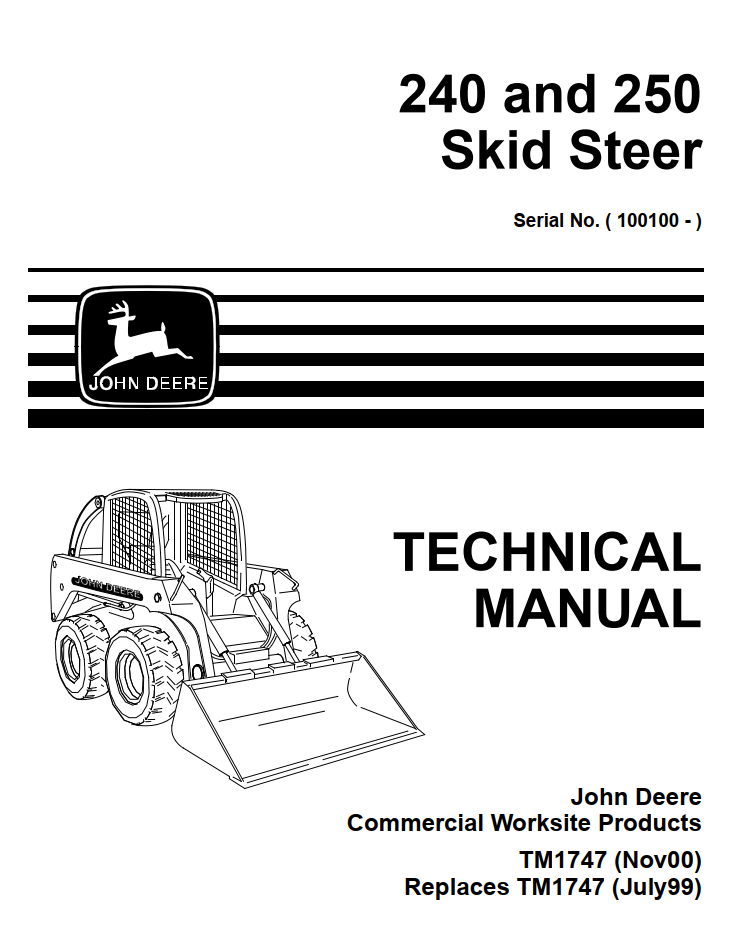 JOHN DEERE 240 AND 250 DIESEL SKID STEER EXCAVATOR