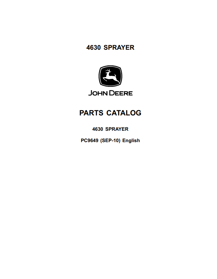 JOHN DEERE 4630 SELF PROPELLED SPRAYER PARTS CATALOG