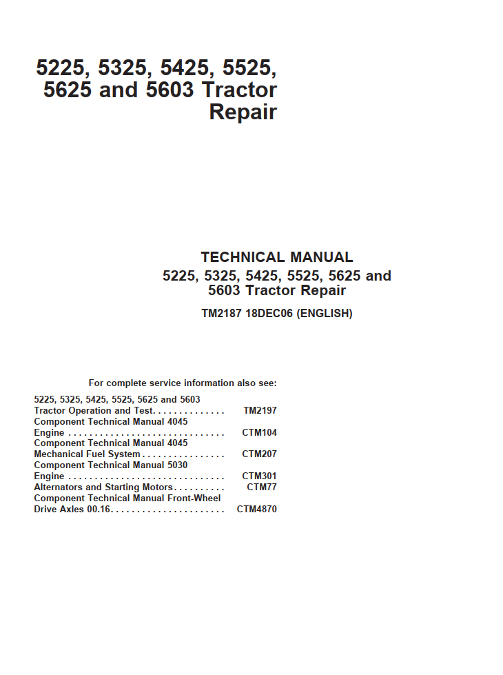 JOHN DEERE 5225 5325 5425 5525 5625 5603 TRACTOR