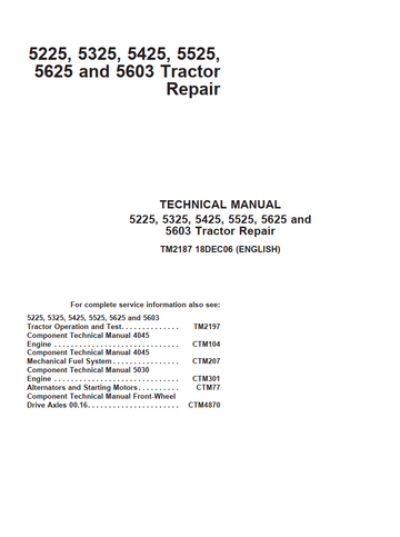 JOHN DEERE 5225 5325 5425 5525 5625 5603 TRACTOR