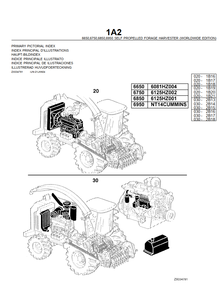JOHN DEERE 6650 6750 6850 6950 FORAGE HARVESTERS PARTS CATALOG