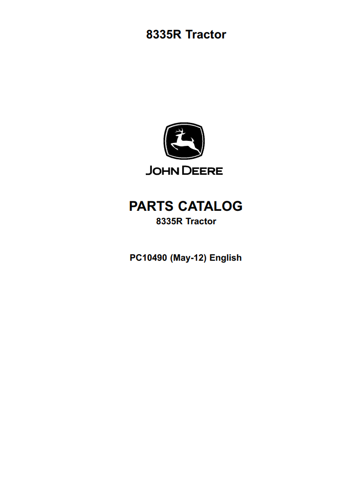 JOHN DEERE 8335R TRACTOR PC10490 PARTS CATALOG