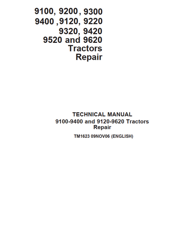JOHN DEERE 9100 9200 9300 9400 9120 9220 9320 9420 9520 9620 TRACTOR
