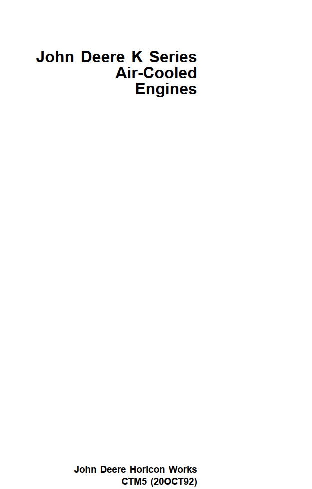 JOHN DEERE K SERIES AIR COOLED AND LIQUID COOLED ENGINES