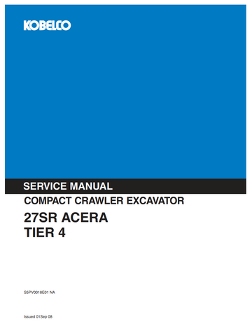 KOBELCO 27SR ACERA TIER 4 COMPACT CRAWLER EXCAVATOR
