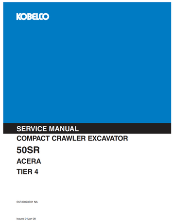 KOBELCO 50SR ACERA TIER 4 COMPACT CRAWLER EXCAVATOR