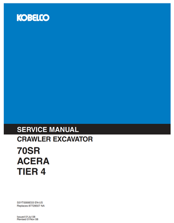 KOBELCO 70SR ACERA TIER 4 COMPACT CRAWLER EXCAVATOR