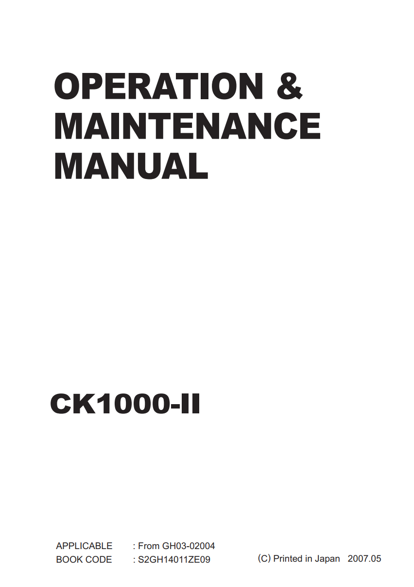 KOBELCO CK1000-II CRAWLER CRANE MAINTENANCE