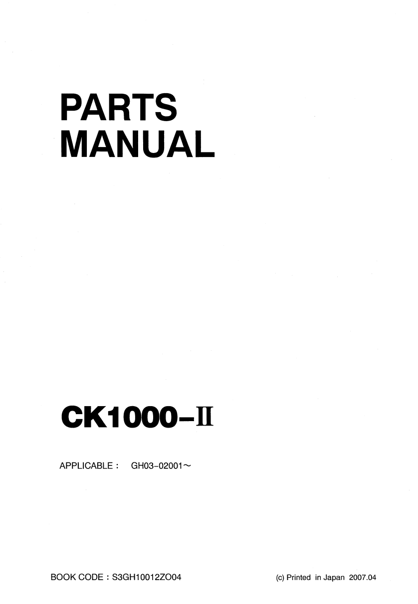 KOBELCO CK1000-II CRAWLER CRANE PARTS CATALOG