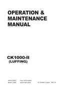 KOBELCO CK1000-II LUFFING CRAWLER CRANE MAINTENANCE MANUAL
