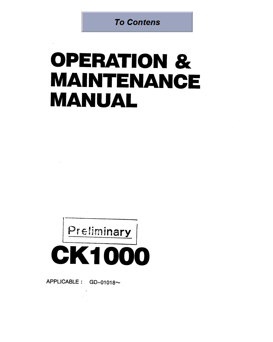 KOBELCO CK1000 CRAWLER CRANE MAINTENANCE MANUAL