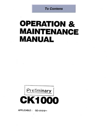 KOBELCO CK1000 CRAWLER CRANE MAINTENANCE MANUAL