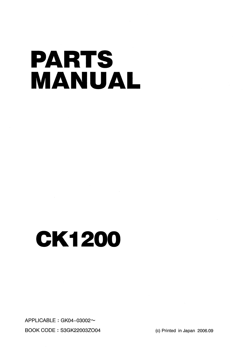 KOBELCO CK1200 CRAWLER CRANE PARTS CATALOG