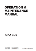 KOBELCO CK1600 CRAWLER CRANE MAINTENANCE MANUAL