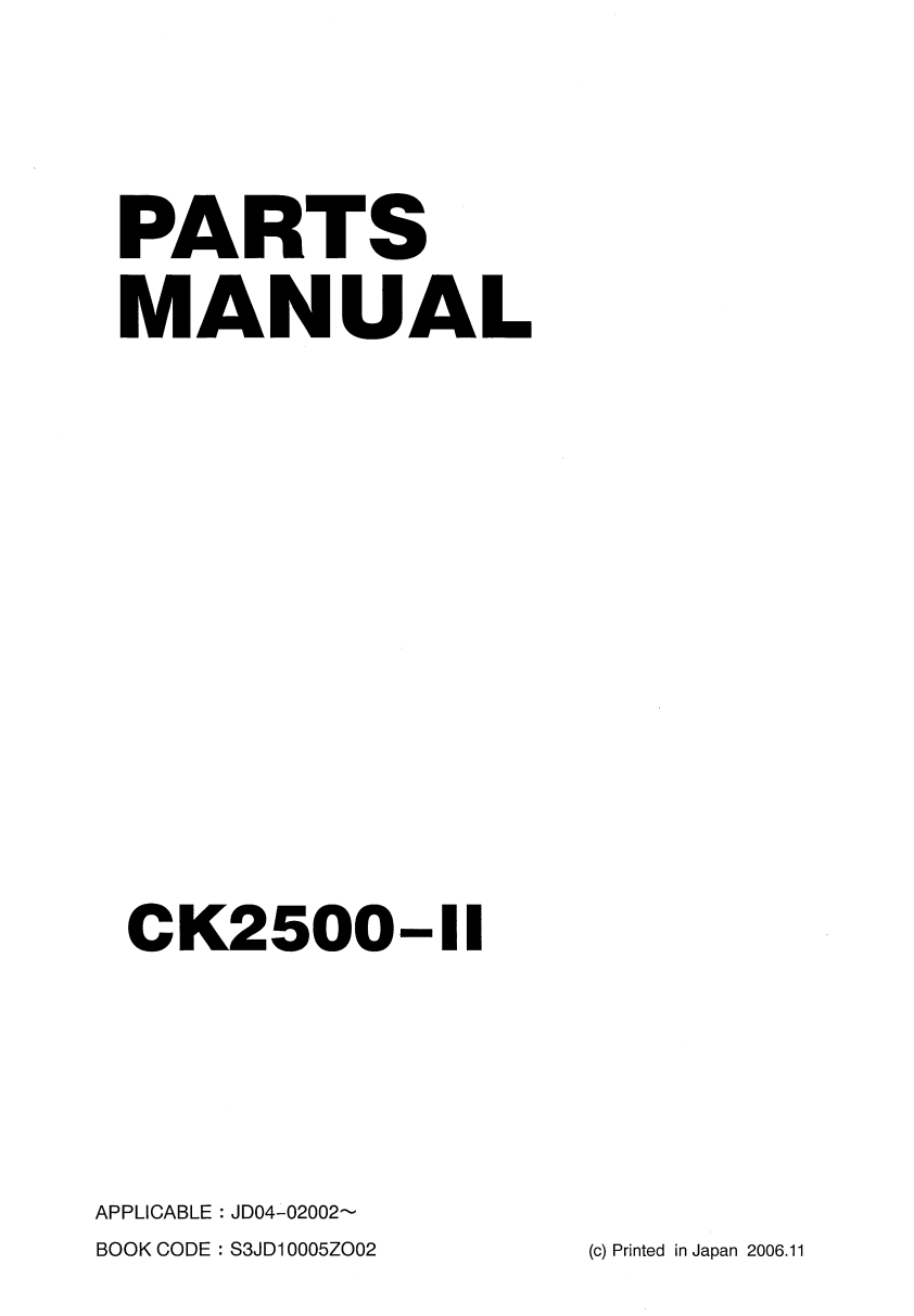 KOBELCO CK2500-II CRAWLER CRANE PARTS CATALOG