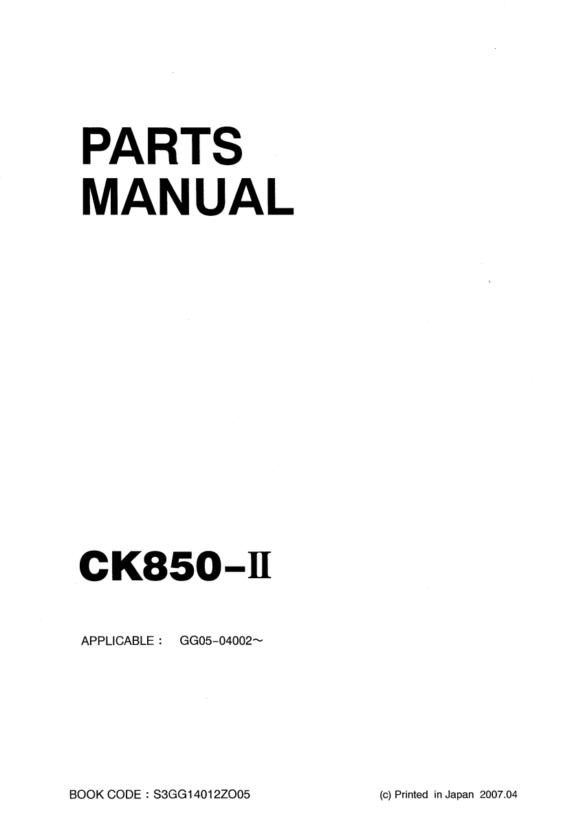 KOBELCO CK850-II CRAWLER CRANE PARTS CATALOG
