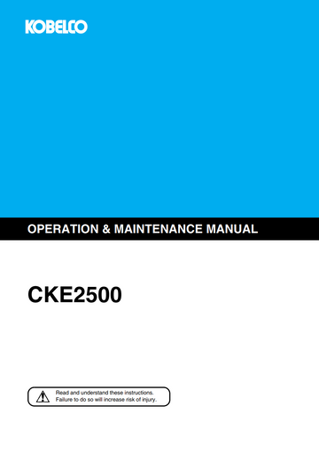 KOBELCO CKE2500 CRAWLER CRANE MAINTENANCE MANUAL