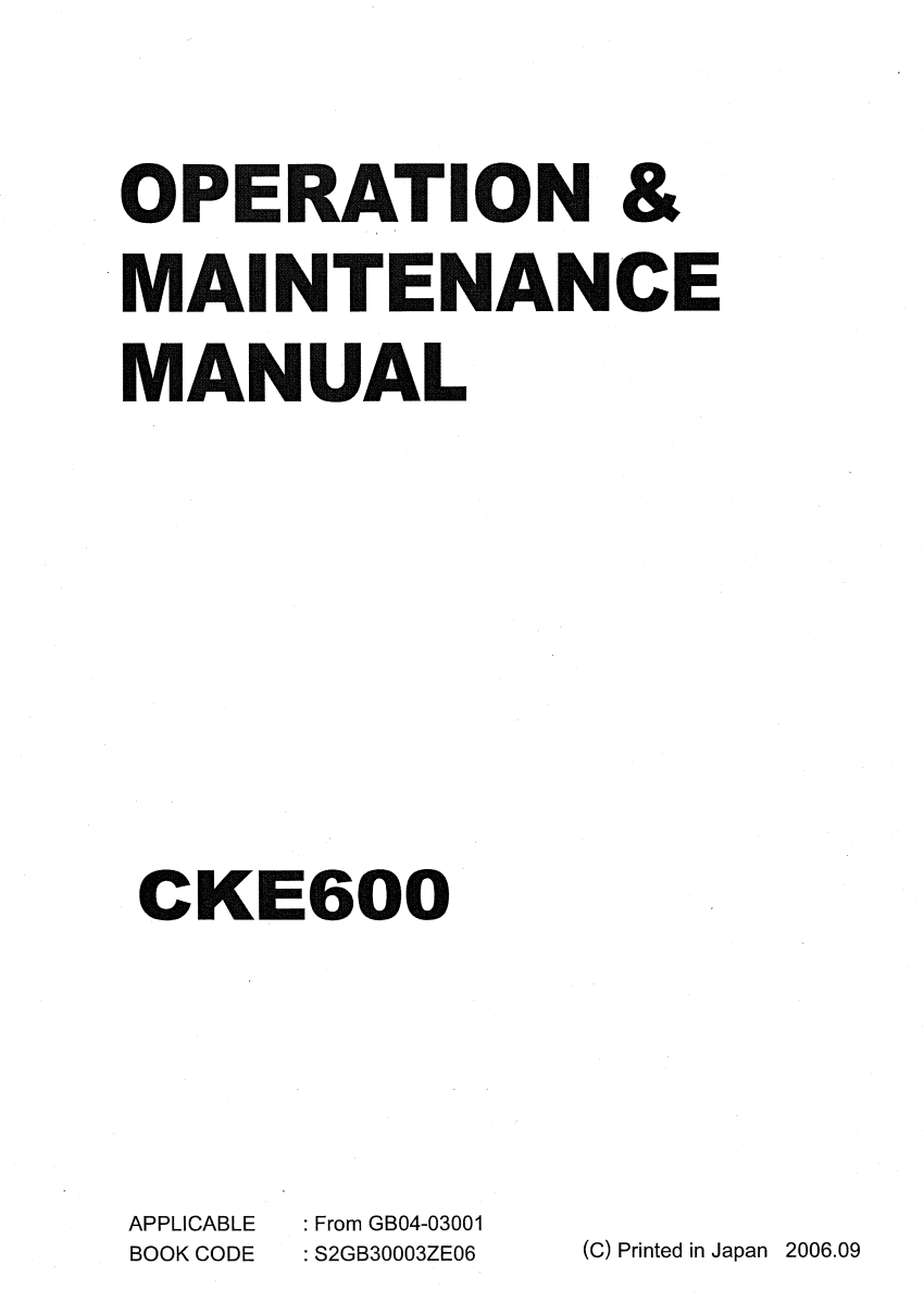 KOBELCO CKE600 CRAWLER CRANE MAINTENANCE MANUAL