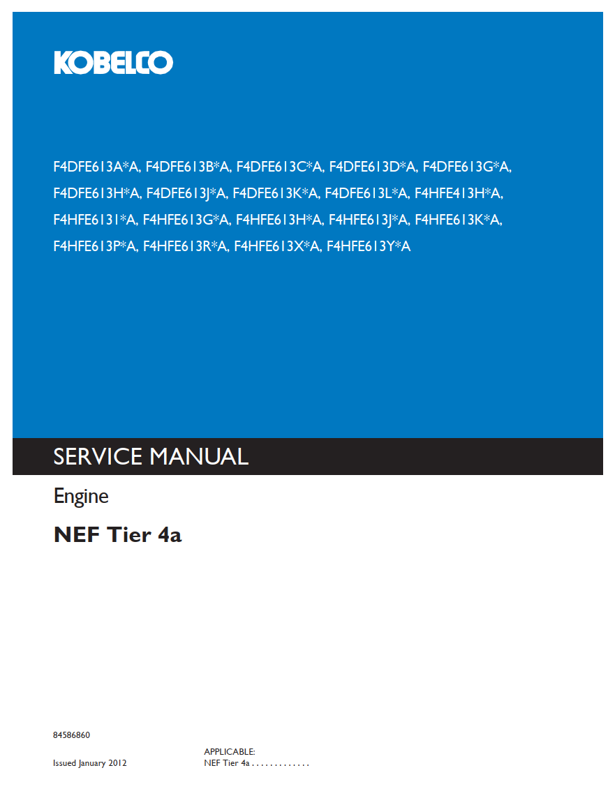 KOBELCO F4D F4H NEF TIER 4A DIESEL ENGINE