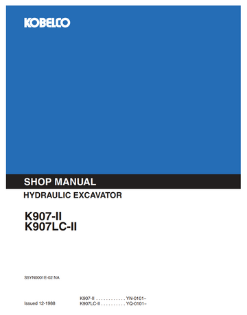 KOBELCO K907-II K907LC-II CRAWLER EXCAVATOR