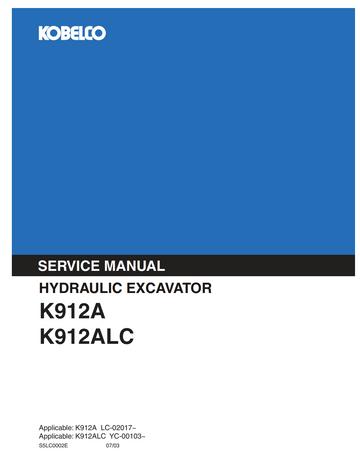 KOBELCO K912A K912ALC CRAWLER EXCAVATOR