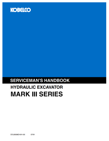 KOBELCO MARK III SERIES  SERVICEMAN’S HANDBOOK