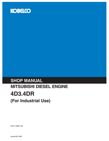 KOBELCO MITSUBISHI 4D3 4DR INDUSTRIAL DIESEL ENGINE