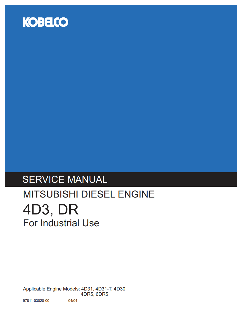 KOBELCO MITSUBISHI 4D3, DR INDUSTRIAL DIESEL ENGINE