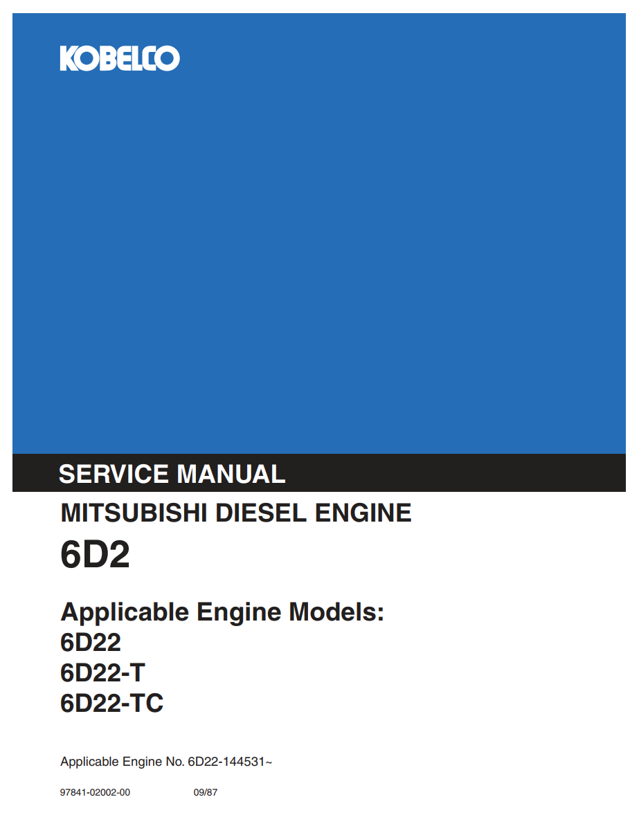 KOBELCO MITSUBISHI 6D2 6D22 6D22-T 6D22-TC INDUSTRIAL DIESEL ENGINE