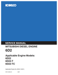 KOBELCO MITSUBISHI 6D2 6D22 6D22-T 6D22-TC INDUSTRIAL DIESEL ENGINE