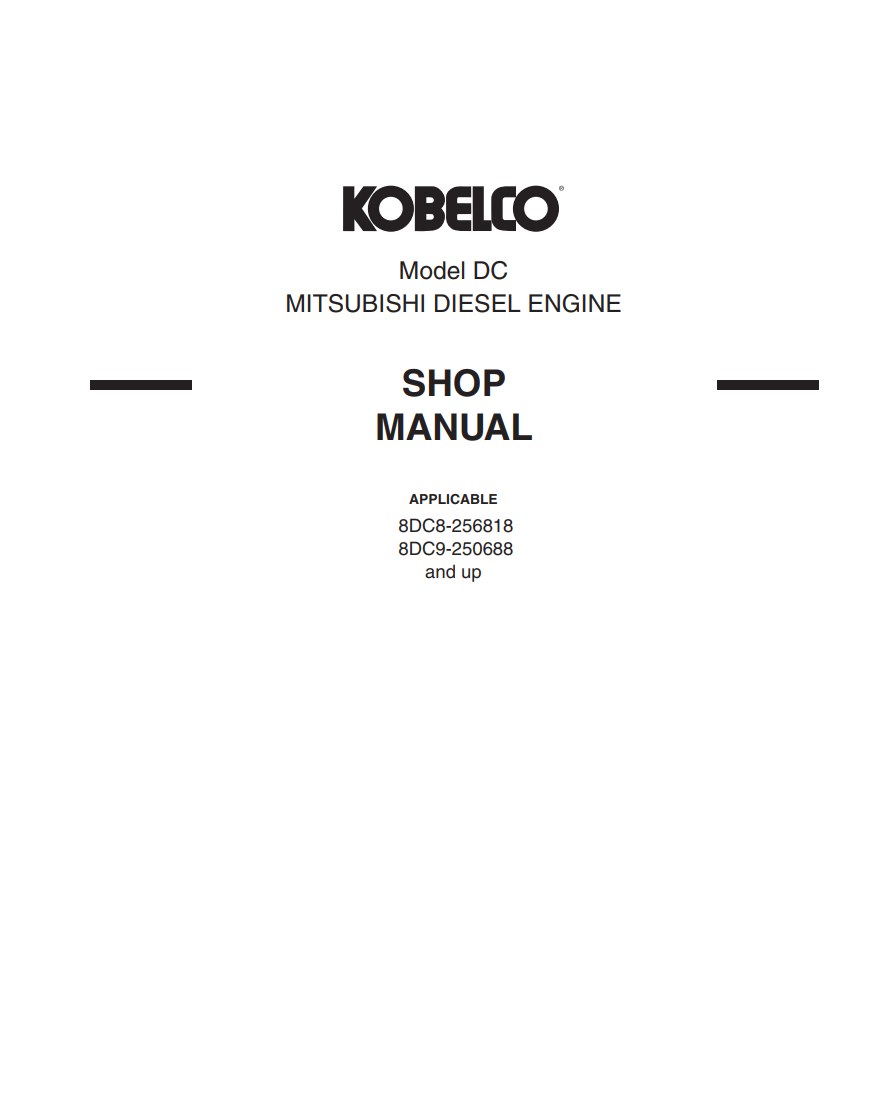 KOBELCO MITSUBISHI MODEL DC 8DC8 8DC9 DIESEL ENGINE